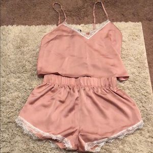 Super cute pink and lace pajama set